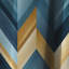 Chevron géométrique bleu et doré - Rideau occultant à motif géométrique abstrait - 1 panneaux-107535893