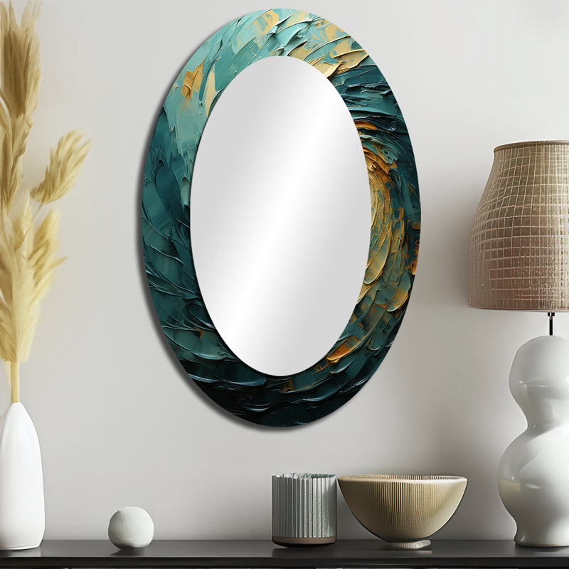 Miroir mural Majestic Motion Teal Spiral IV - Modern, 36 po x 24 po
