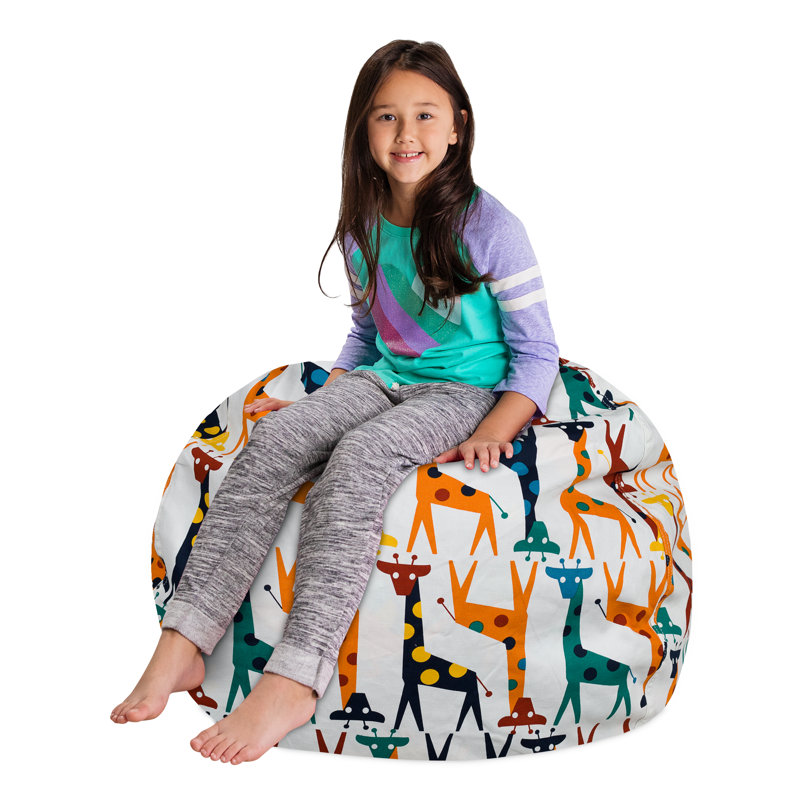 Housse pour fauteuil à billes Kids, Grand - 38 po, Toile - girafes sur fond blanc