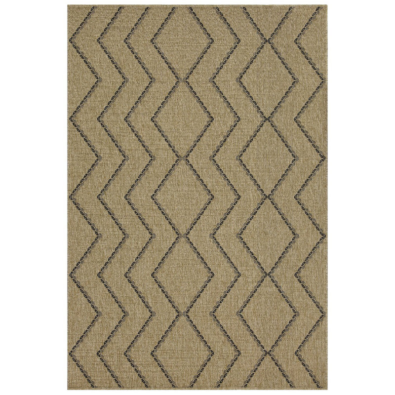 Indoor/Outdoor Area Rug, Rectangle 5'3" x 7'3", Natural/Black