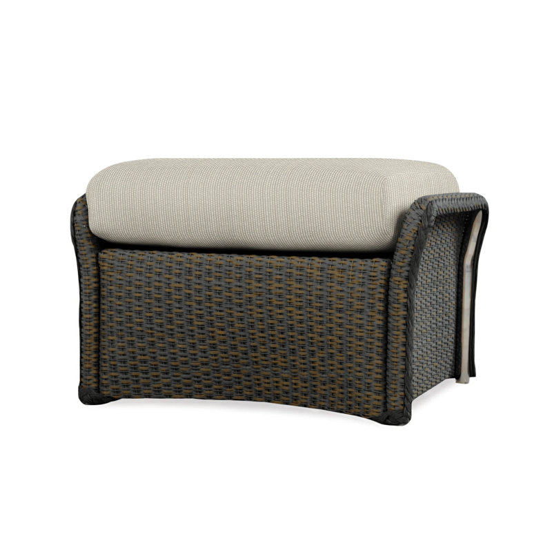 Weekend Retreat Outdoor Ottoman, Consider Indigo, Mink