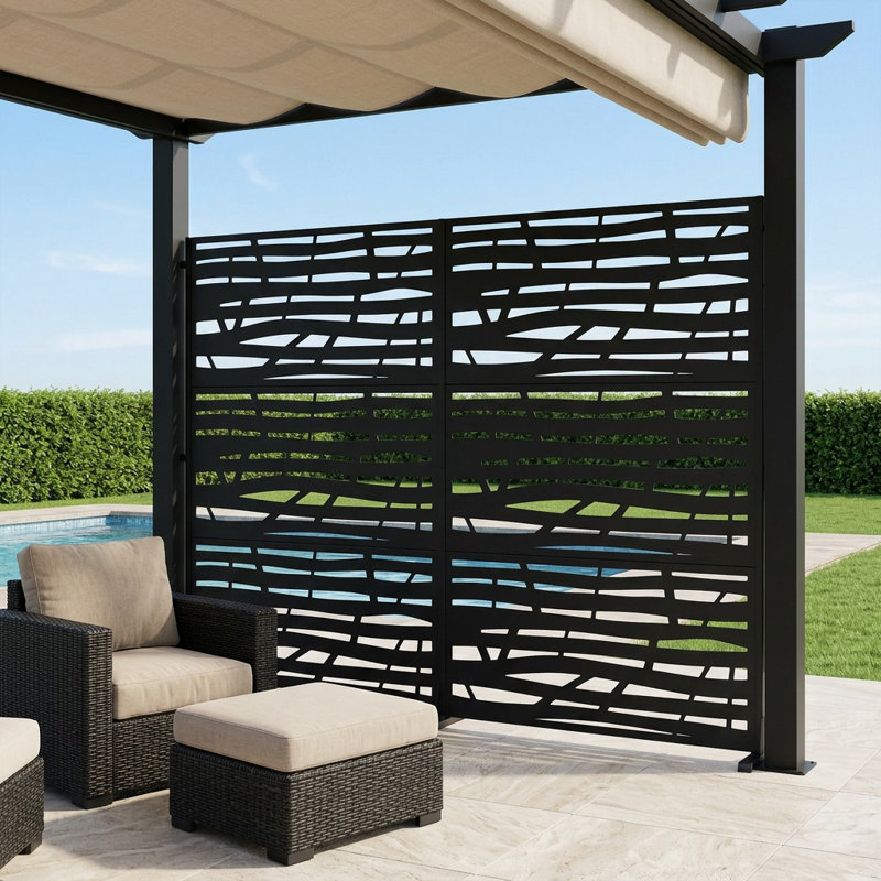 183cm H Freestanding Metal Room Divider Decorative Privacy Screen Garden Lattice Panel Trellis for Patio, Balcony, Backyard, Pool, Indoor Room