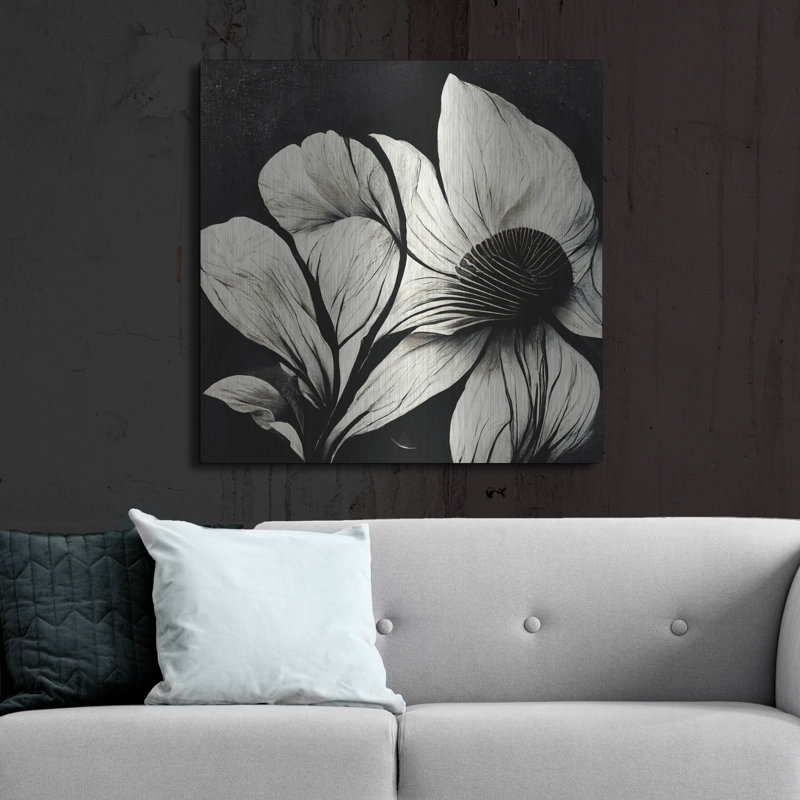 «Flowers Black White 30» par Ray Heere, H 36 po x l 36 po