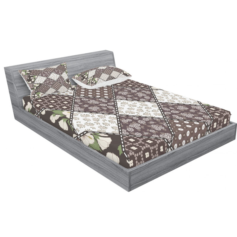 Microfiber Geometric Sheet Set, Full Sheet Set with Fitted Sheet