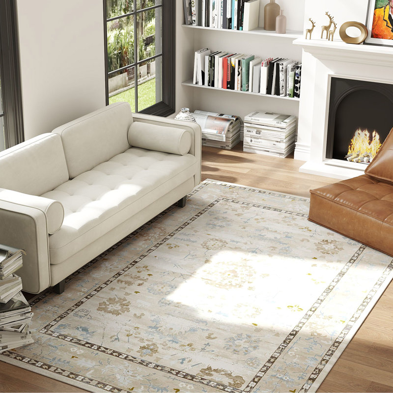 Washable Area Rugs 6x9 Polyester Boho Modern Rug For Living Dining Room