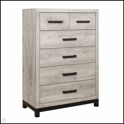 Two-Tone Grey Finish 1Pc Bedroom Chest With 5 Storage Drawers, Modern And Durable Contemporary Furniture