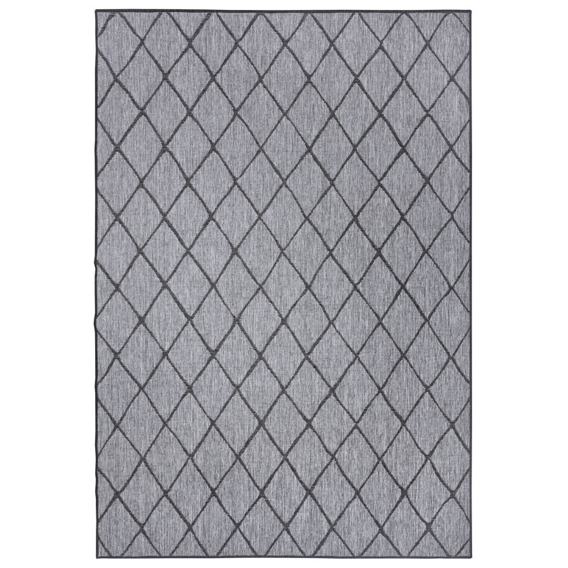 Malaga Flatweave Night Silver Rug, Rectangle 80 x 150cm