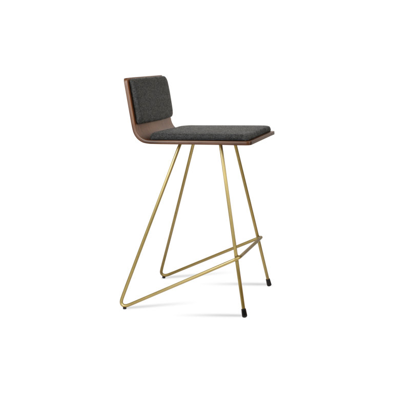 Corona Counter & Bar Stool, Counter Stool (24" Seat Height), Turquoise, Brass/Walnut