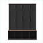 Portemanteau FlowLuxe 4 en 1 en MDF noir mat avec banc de rangement-1264514960