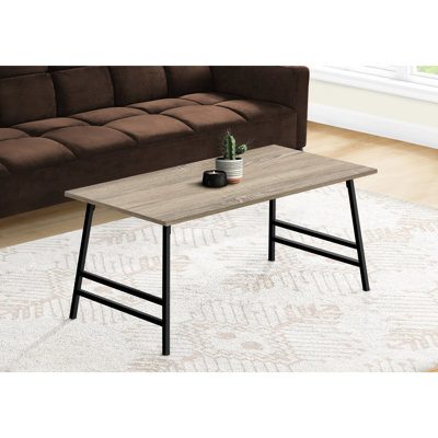 Table basse Modern Living Room, rectangulaire L 40 po, stratifié taupe, structure en métal noir, console en stratifié cocktail, style, pieds,