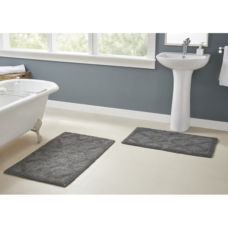 Gerlinda Cotton Blend Bath Rug, Dark Gray