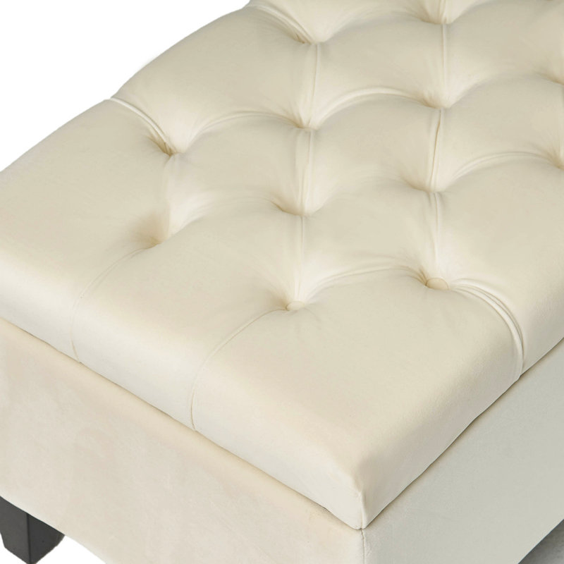 Repose-pieds capitonné et capitonné à boutons, Beige