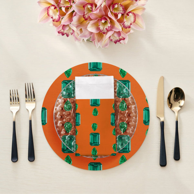 Serviettes de table en satin de coton Gem Emeralds, Orange