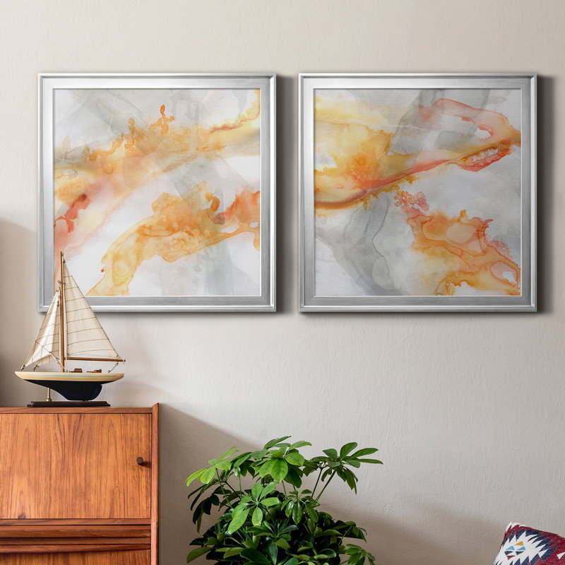 Transparent Opposites I - ensemble de 2 peintures sur toile encadrées, H 17,5 po x l 35 po x P 1,5 po, Argent