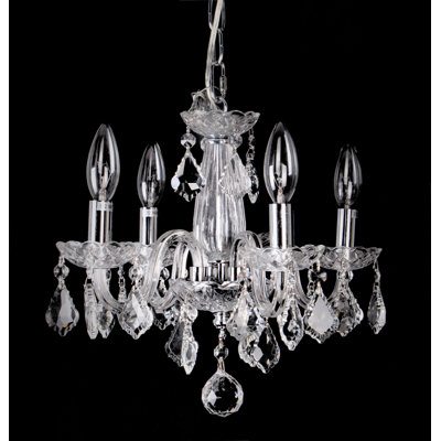 4-Light Chrome Chandelier With Clear Crystal Accents