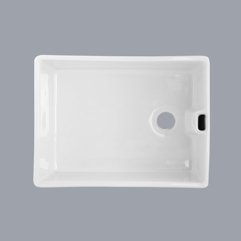 Évier de cuisine en céramique de 23,6 po x L 18 po - blanc, bol simple, égratignure et teinture, crasse facile à nettoyer, bol blanc 23,6 po x 18 po, et coutellerie lisse