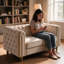 63" Hayslett Loveseat, Button Tufted Rolled Arm Sofa with Gold Legs, Beige
