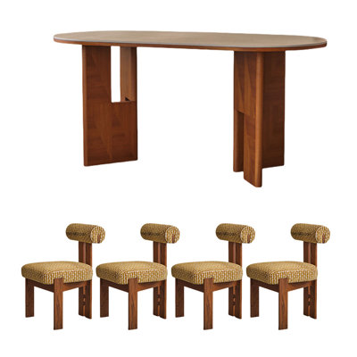 Ensemble de table de salle à manger en bois teck fritté