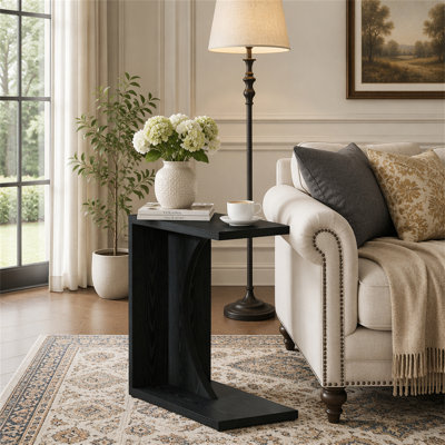 C-Shaped End Table, Wood Side Table Nightstand