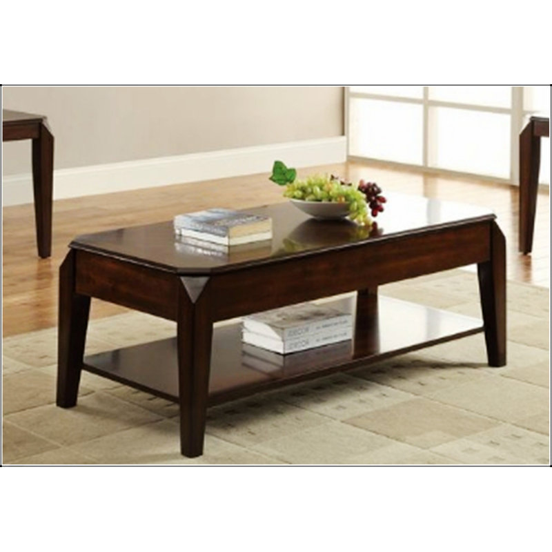 Table basse à plateau relevable en noyer avec rangement spacieux et fabrication en bois durable pour les salons modernes