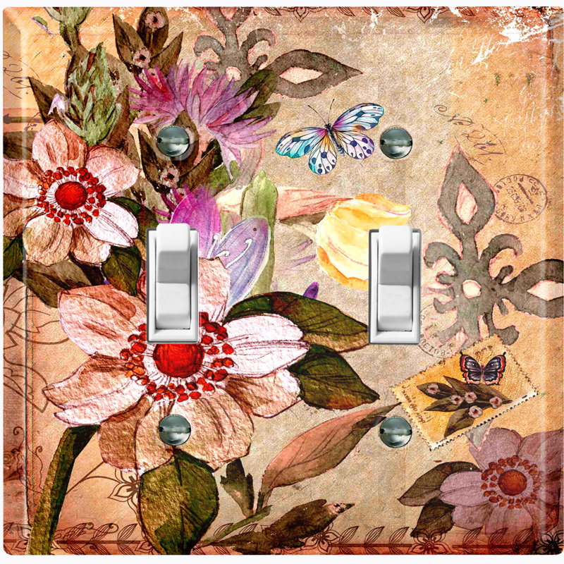 Bouquet de fleurs carte postale 2 interrupteurs à bascule murale