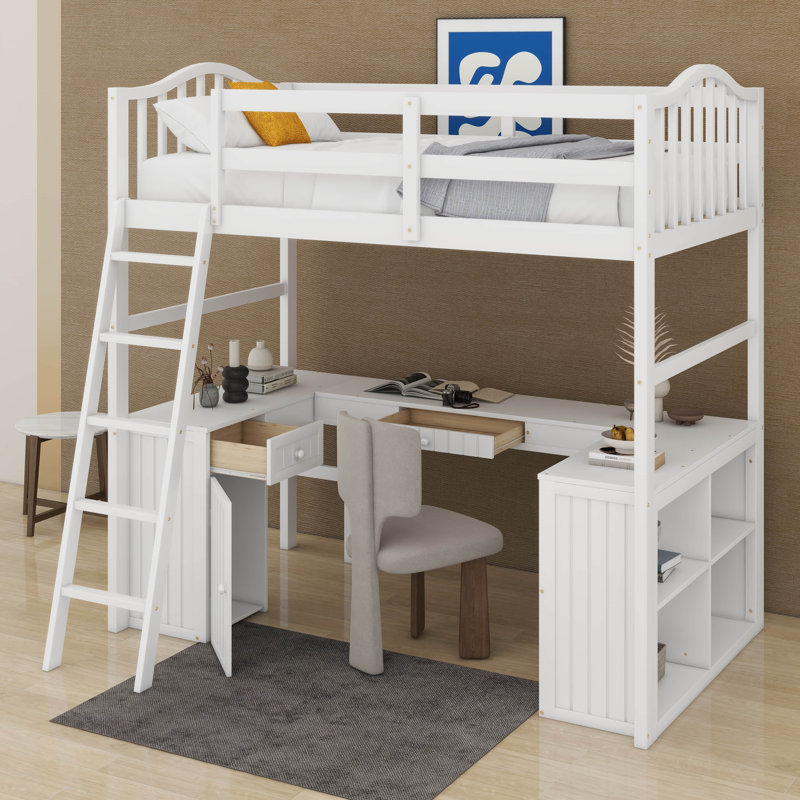 Lit mezzanine simple avec tiroirs et bureau