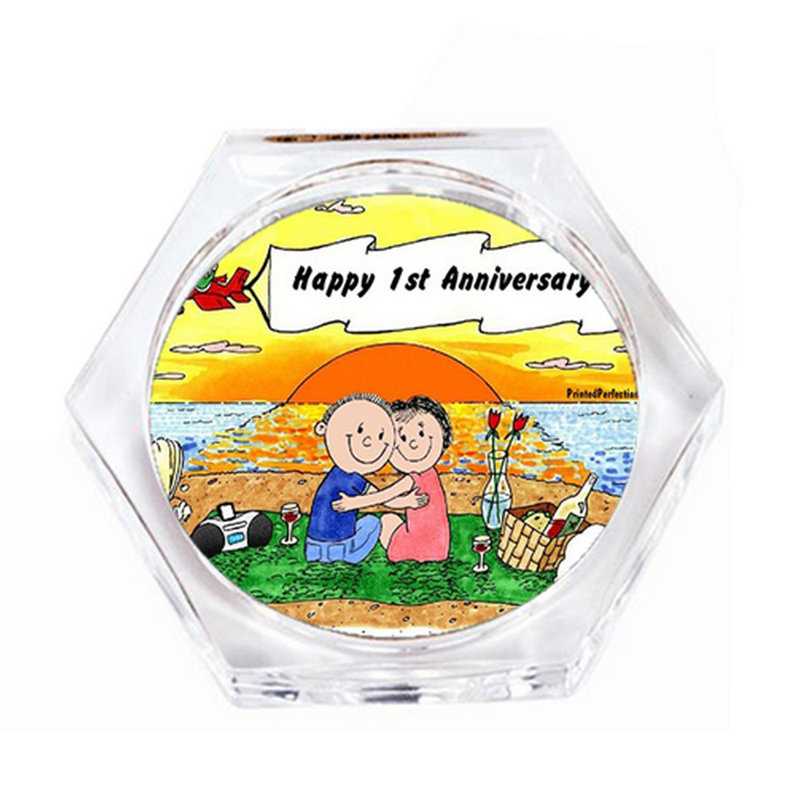 Ensemble de sous-verres personnalisables Lovers on the Beach (4 sous-verres), Oui