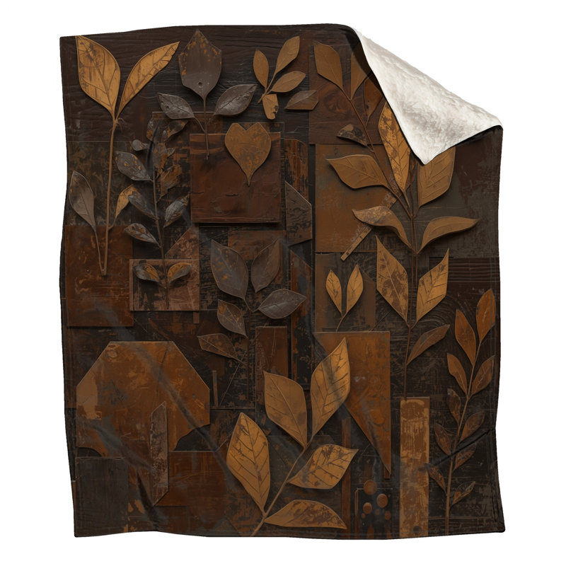 Brown Leaf Wall Art Blankets, 60in W x 80in H