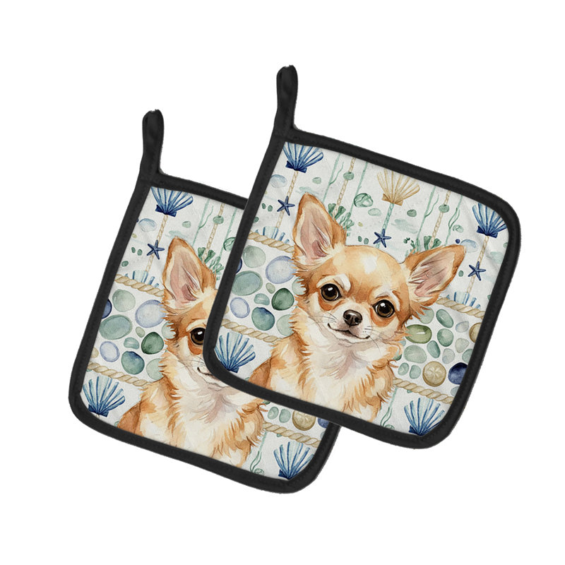 Paire de poignées en verre fauve Chihuahua