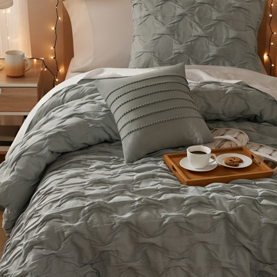 510 Design Bailey Gray Diamond Pucker Woven Wrinkle Resistant 3-Piece Twin/Twin XL Comforter Set