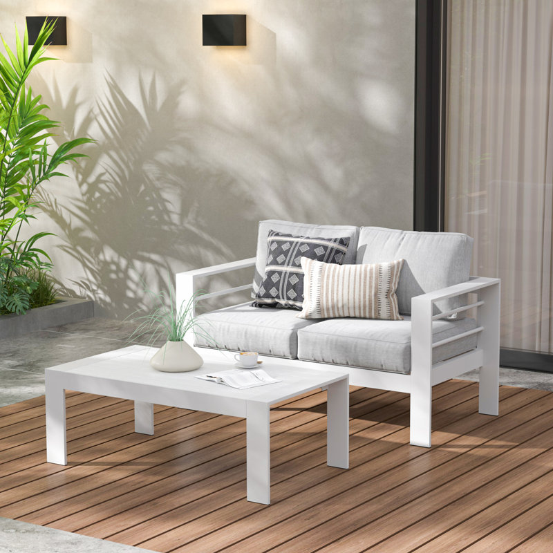 Aluminum Patio Coffee Table, White