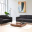Modern 3-Seat Sofa, Black & Oak | Beech Wood & Chipboard Frame, 84.6 x 35.4 x 27.6 inches | 100% Polyester Fabric, Dry-Cleanable, 2 Cushions Included | Comfortable Foam & Feather Fill, Stylish Scandinavian Design-1309374468
