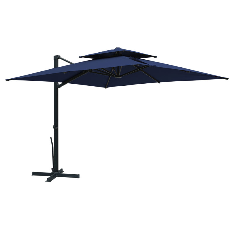 Parasol en aluminium pour porte-à-faux de patio, Bleu marine
