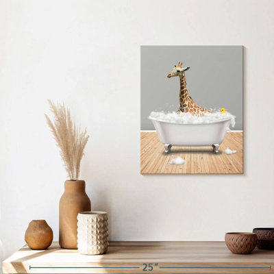 Impression sur toile, girafe et baignoire
