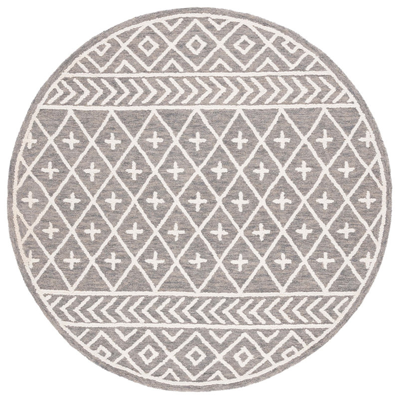 Metro Hand Tufted Wool And Cotton With Latex Southwestern Rug, Round 6'