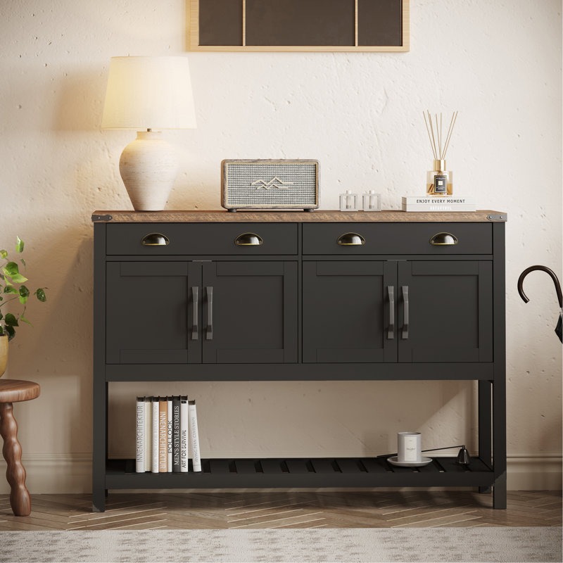 Armoire 47 po à deux tiroirs et quatre portes avec tablette à lattes