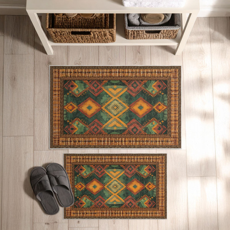 Ensemble de tapis de bain luxueux (2 pièces) - vert, 19,7 po x 23,6 po et 23,6 po x 39,4 po | 100% polyester, 650 g / m², hauteur des poils: 0,2 pouce | Dessous antidérapant avec base à pois, lavable à la machine, design élégant et fonctionnel