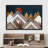 Western Wood Effect Landscape " Western Decor Wood Effect Panel Mountain Range Forest Trees Nature Artwork Digital Art Modern Zen "-94585419-94585420