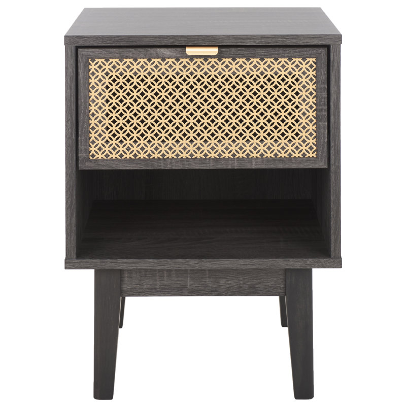 Cura 1 - Drawer Nightstand, Distressed Black