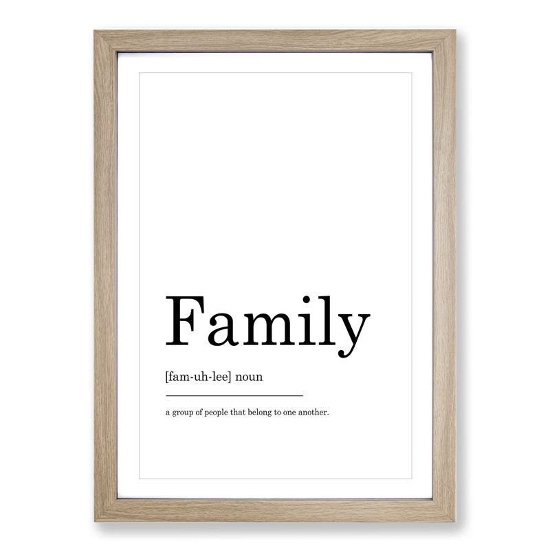 Definition of Family - Picture Frame Typography, Oak, 90cm H x 65cm W x 2cm D