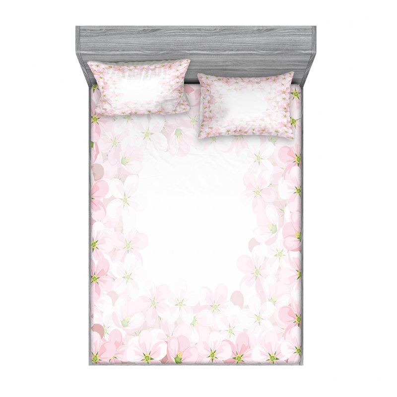 Microfiber Floral Sheet Set, Twin XL Sheet Set with Fitted Sheet, Rotic Apple Flower
