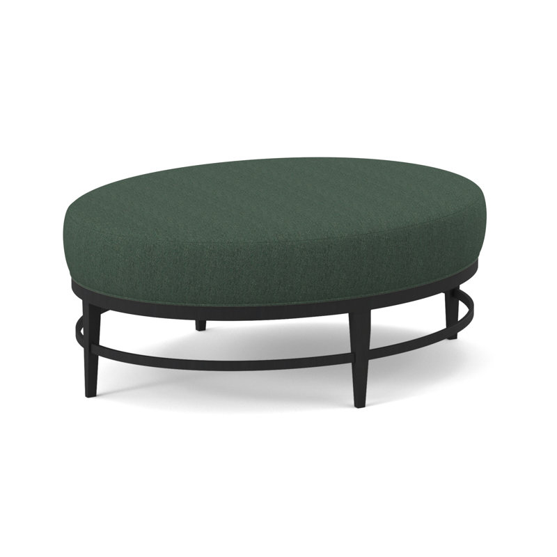 Elliptic Boucle and Velvet Ottoman, Margaret Tangelo Polyester Blend, Espresso