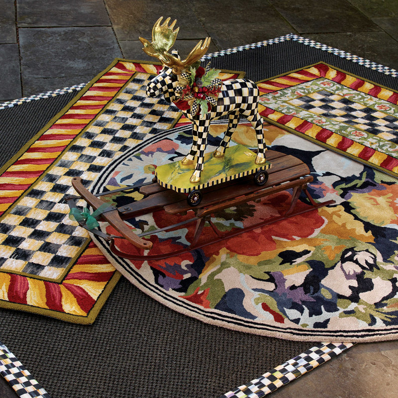 Courtly Check® Red & Gold Rug, Rectangle 3' x 5'
