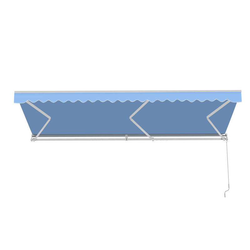 ALEKO Motorized Retractable Outdoor Awning with White Frame, Sky Blue, 16' W x 10' D