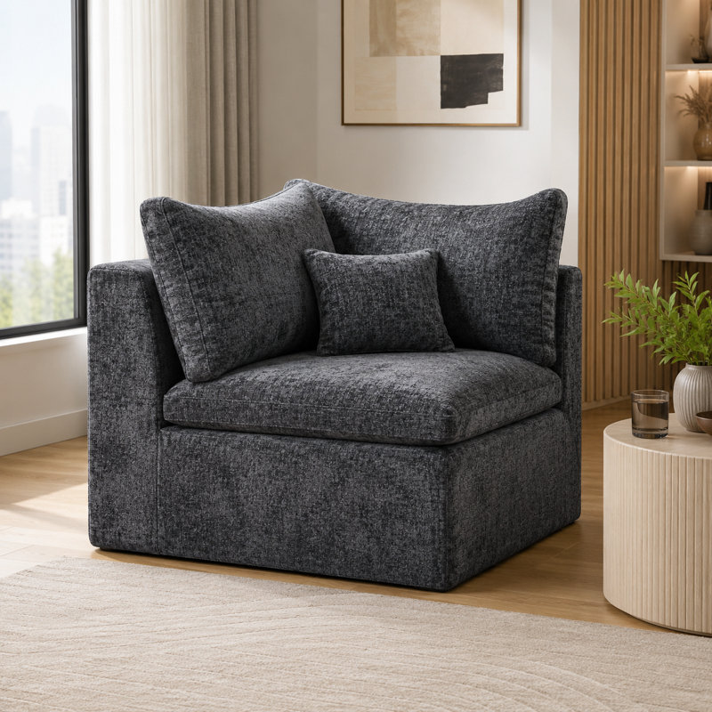 Fauteuil d'appoint rembourré Ashville Chenille, Gray