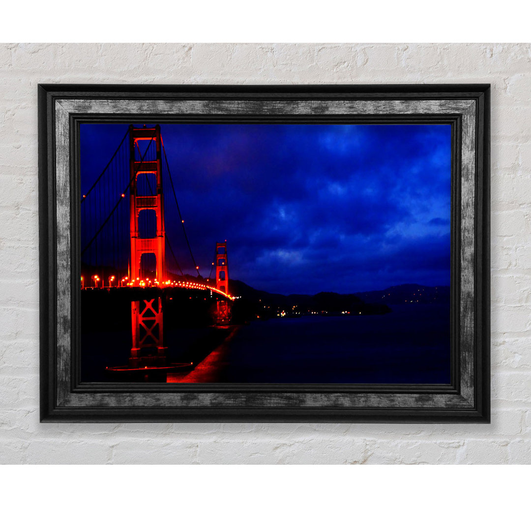 Golden Gate Bridge Rote Lichter - Bilderrahmen Kunstdrucke