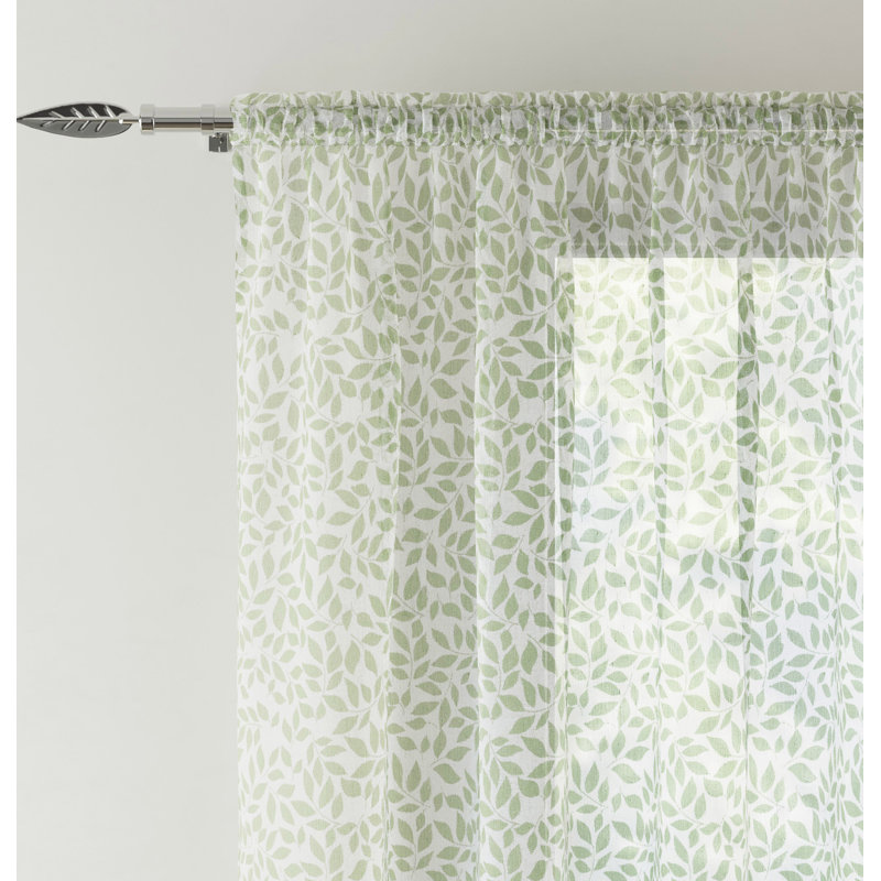 Rockwood Sheer Curtain Pair, 140cm Width x 122cm Drop, Green