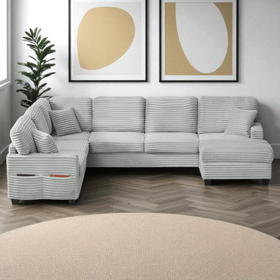 Canapé modulaire rembourré en forme de L avec repose-pieds mobile