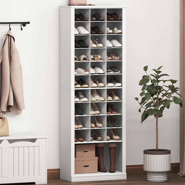 Capet Entryway Walnut Narrow Shoe Storage Cabinet with Flip Down Large Capacity Up to 20 Pairs