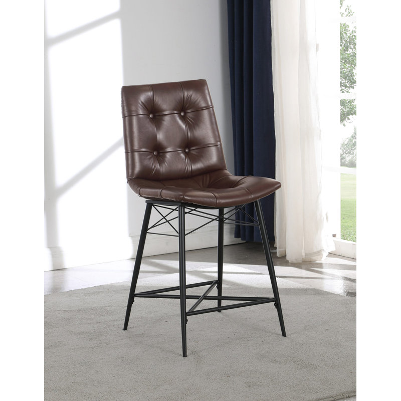 Upholstered Counter Stool, Brown, 34.75" Height